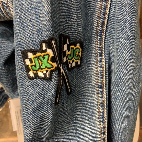 Juicy Couture NWT Denim Jean Moto Jacket Patches S - Picture 7 of 13